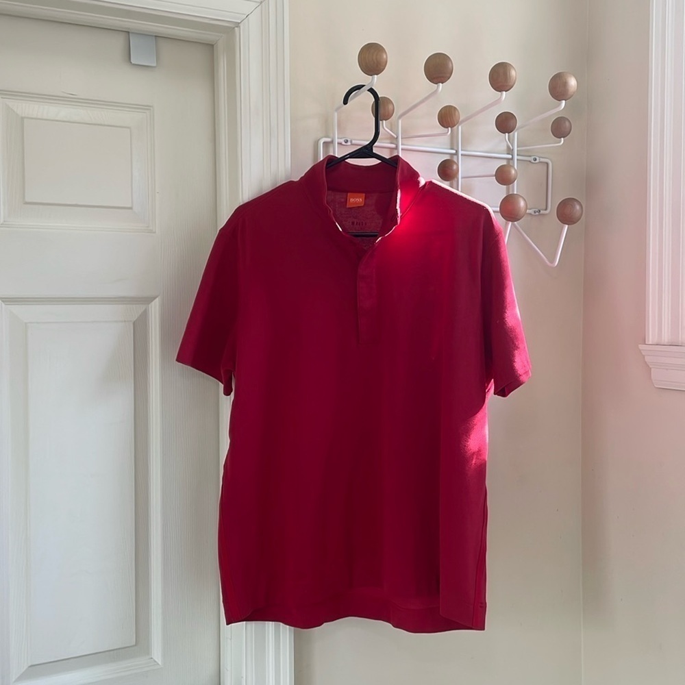 Hugo Boss - Mock Neck Collor Shirt - Red - Large
